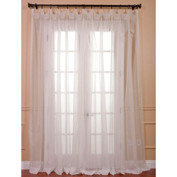 Solid Off White Double Wide Voile Poly Sheer Curtain