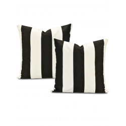 Cabana Black Printed Cotton Cushion Cover (Pair)