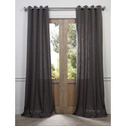Slate Grey Grommet Heavy Faux Linen Curtain