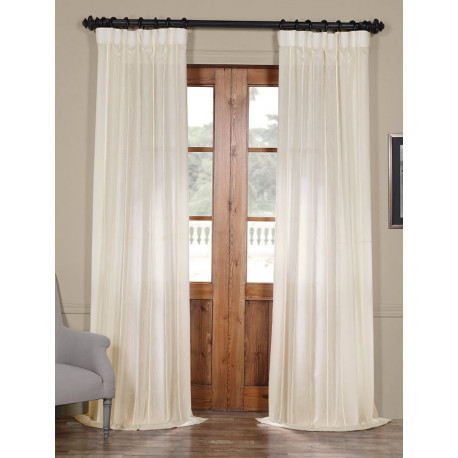 Aruba White Striped Linen Sheer Curtain