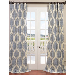 Arabesque Blue Printed Cotton Twill Curtain