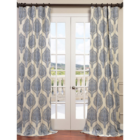 Arabesque Blue Printed Cotton Twill Curtain