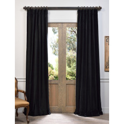 Black Vintage Cotton Velvet Curtain