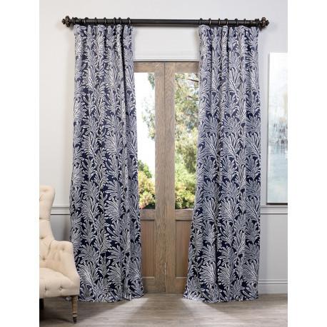 Flora Navy Blackout Curtain - Curtain-Drapery.com