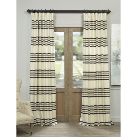 Black Liquorice Horizontal Stripe Jacquard Curtain