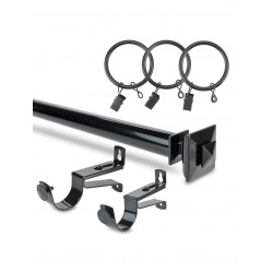 Stacked Square Finial Extendable Rod Set - Gloss Black