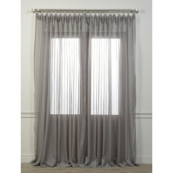 Doublewide Solid Grey Voile Poly Sheer Curtain