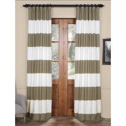 Thunder Tan &Off White Horizontal Stripe Curtain