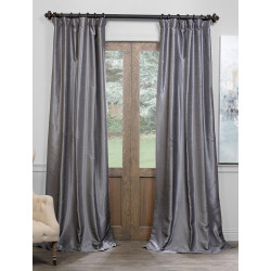 Storm Grey Blackout Vintage Textured Faux Dupioni Curtain