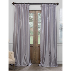 Silver Blackout Vintage Textured Faux Dupioni Curtain