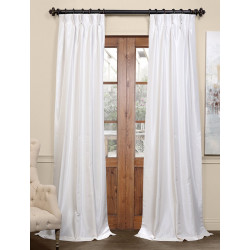 Off White Blackout Vintage Textured Faux Dupioni Pleated Curtain