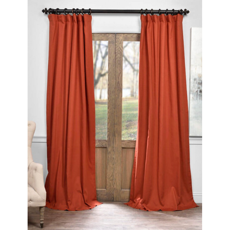 Autumn Rust Solid Cotton Blackout Curtain - Curtain-Drapery.com