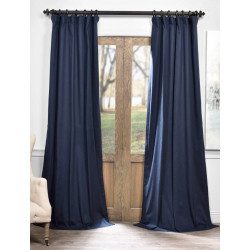 Polo Navy Solid Cotton Blackout Curtain