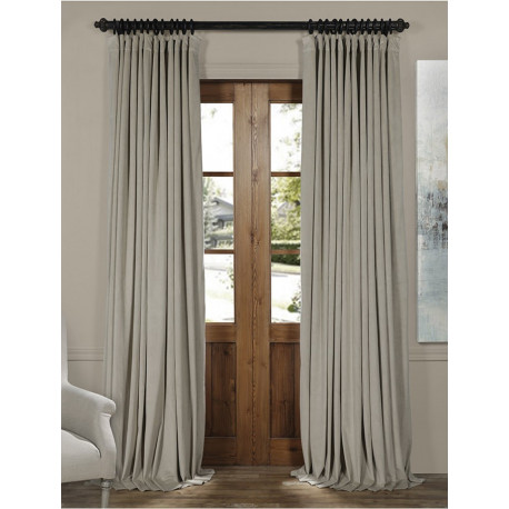 Signature Cool Beige Doublewide Blackout Velvet Curtain