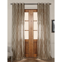 Grecian Taupe Grommet Printed Sheer Curtain