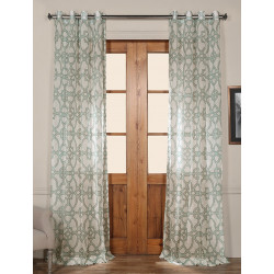 SeaGlass Blue Grommet Printed Sheer Curtain