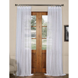 Aspen White Solid Faux Linen Sheer Curtain