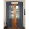 Tahoe Blue Solid Faux Linen Sheer Curtain