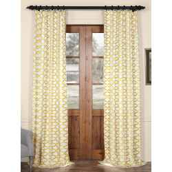 Illusions Yellow Printed Cotton Curtain
