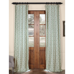 Martinique Aqua Printed Cotton Curtain