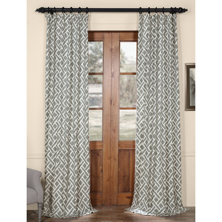 Martinique Grey Printed Cotton Curtain