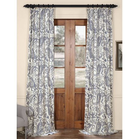 Edina Blue Printed Cotton Curtain