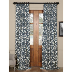 Fleur Blue Printed Cotton Twill Curtain