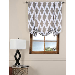 Crosshatch Grey Blackout Tie-Up Window Shade