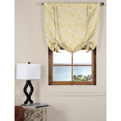 Abstract Misted Yellow Blackout Tie-Up Window Shade