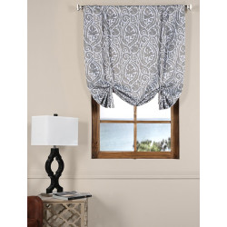 Abstract Lunar Grey Blackout Tie-Up Window Shade