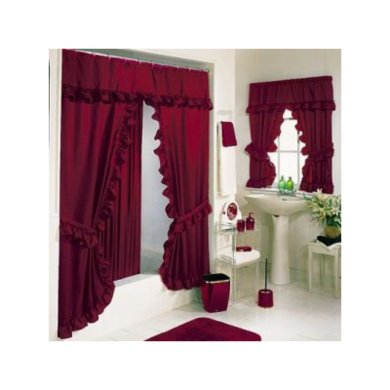 Tiara Deluxe Double Swag Shower Curtain, Double Swag Shower Curtains With Valance
