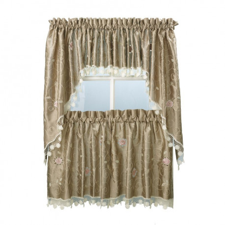 Casandra Taupe Kitchen Curtains 